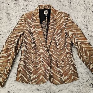 Brown Zebra Print Women's Blazer
